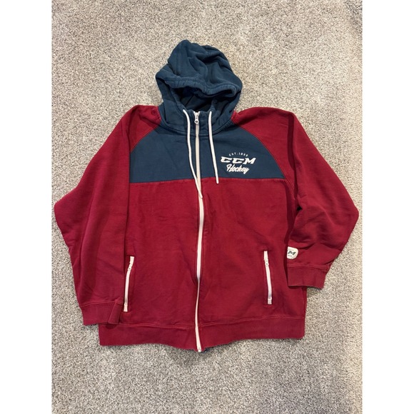 CCM Other - CCM Hoodie Mens 2XL Burgundy Navy CCM Hockey Full Zip Fleece Colorblock